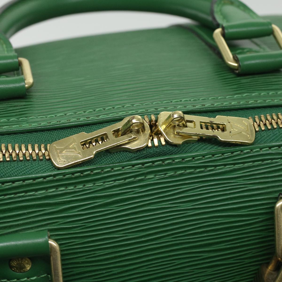 Louis Vuitton Green Leather Keepall 45 travel bag