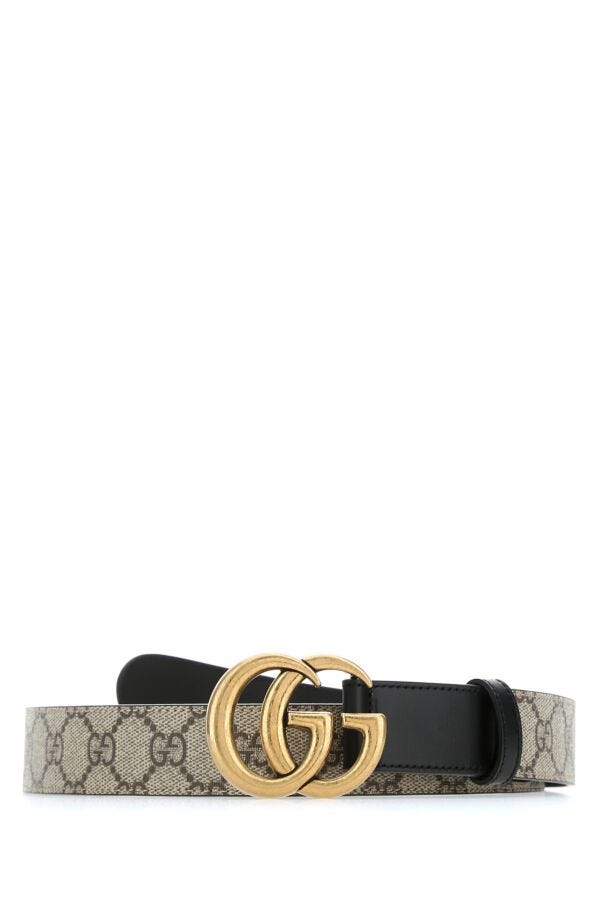 Gucci Woman Gg Supreme Fabric And Leather Belt