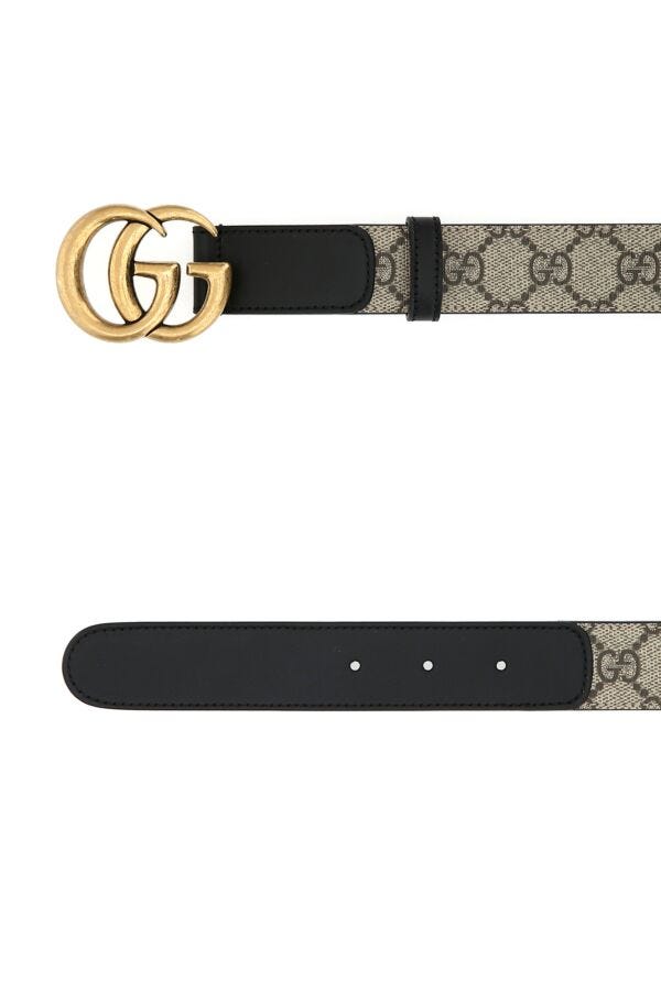 Gucci Woman Gg Supreme Fabric And Leather Belt