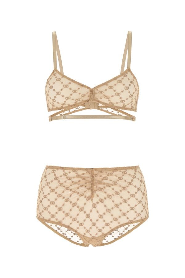 Gucci Woman Beige Mesh Lingerie Set