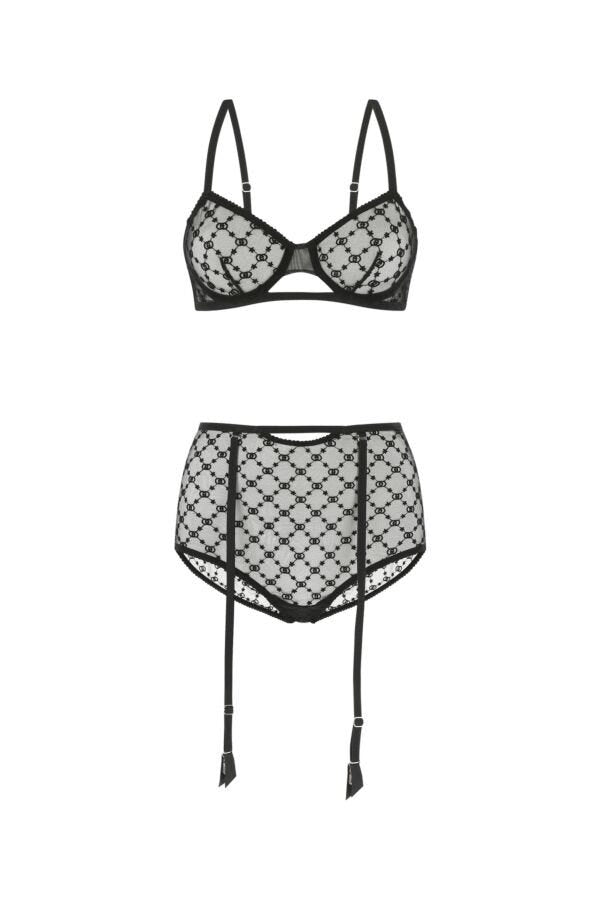 Gucci Woman Black Mesh Lingerie Set
