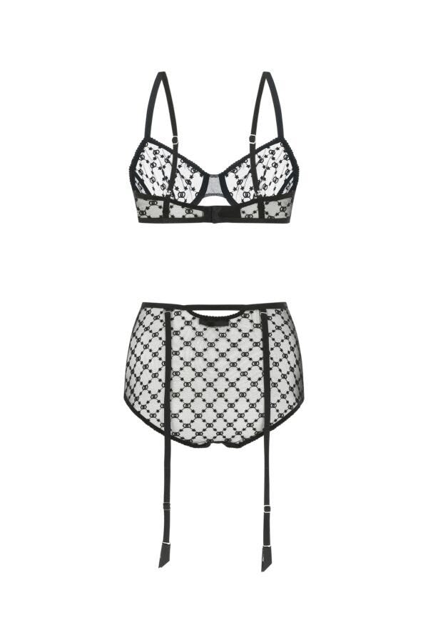Gucci Woman Black Mesh Lingerie Set