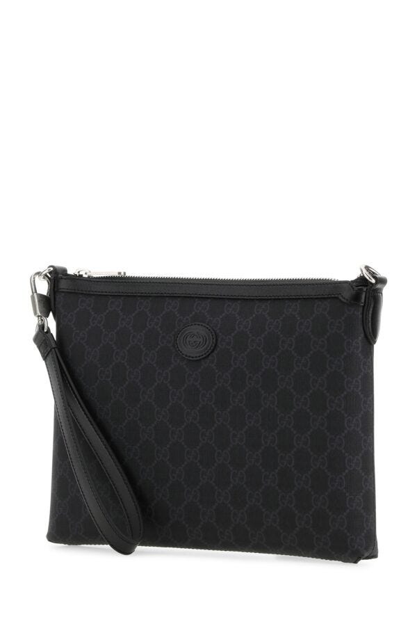 Gucci Man Black Gg Supreme Fabric Clutch