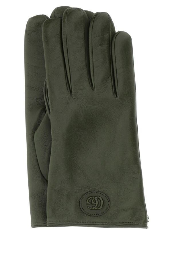 Gucci Man Military Green Nappa Leather Gloves