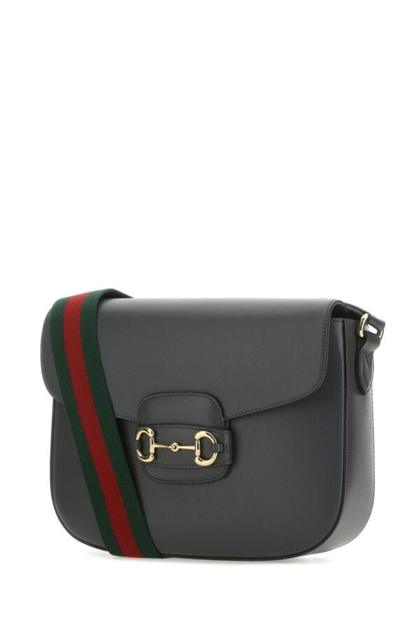 Gucci Man Dark Grey Leather 1955 Horsebit Shoulder Bag