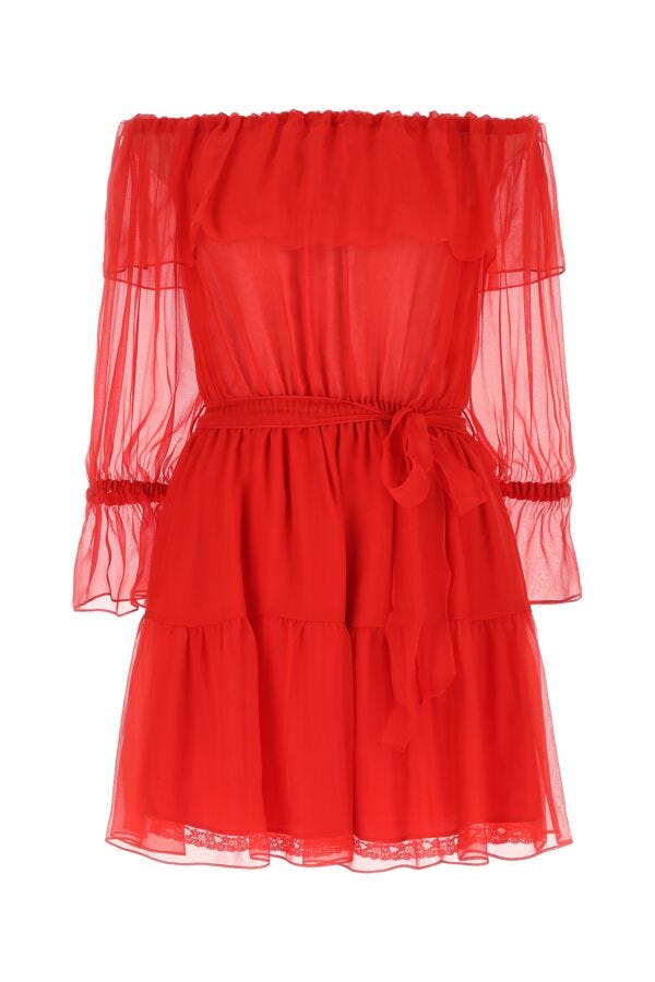 Gucci Woman Red Chiffon Mini Dress