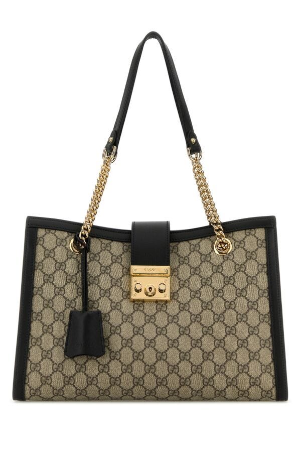 Gucci Woman Gg Supreme Fabric Medium Padlock Shoulder Bag