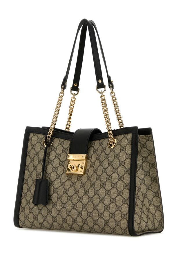 Gucci Woman Gg Supreme Fabric Medium Padlock Shoulder Bag