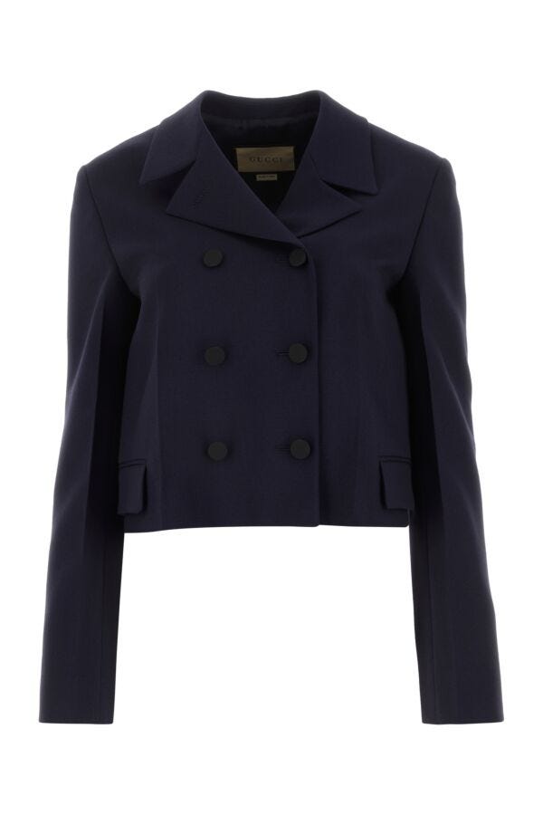 Gucci Woman Navy Blue Mohair Blend Blazer