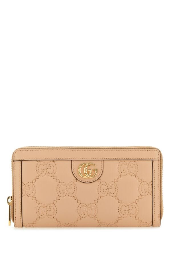 Gucci Woman Powder Pink Leather Lion Gg Wallet