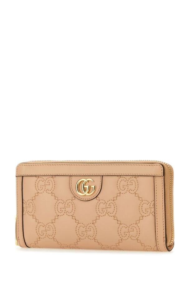 Gucci Woman Powder Pink Leather Lion Gg Wallet