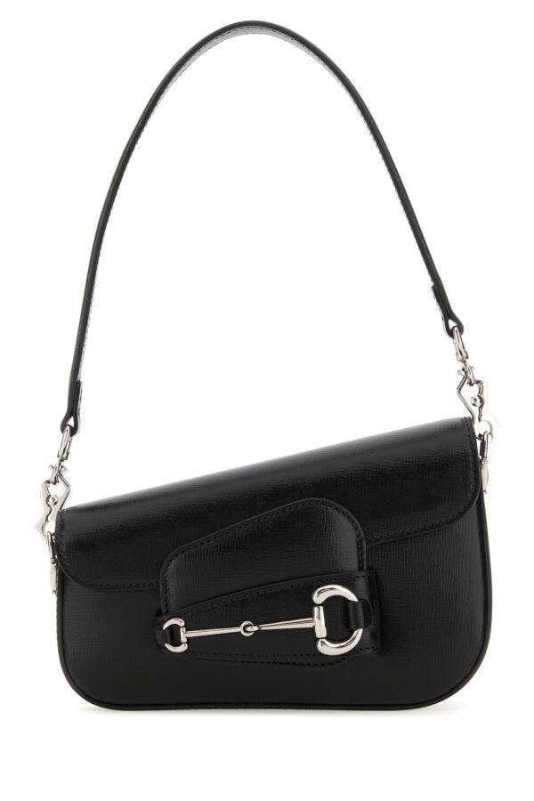 Gucci Woman Black Leather Mini Gucci Horsebit 1955 Handbag