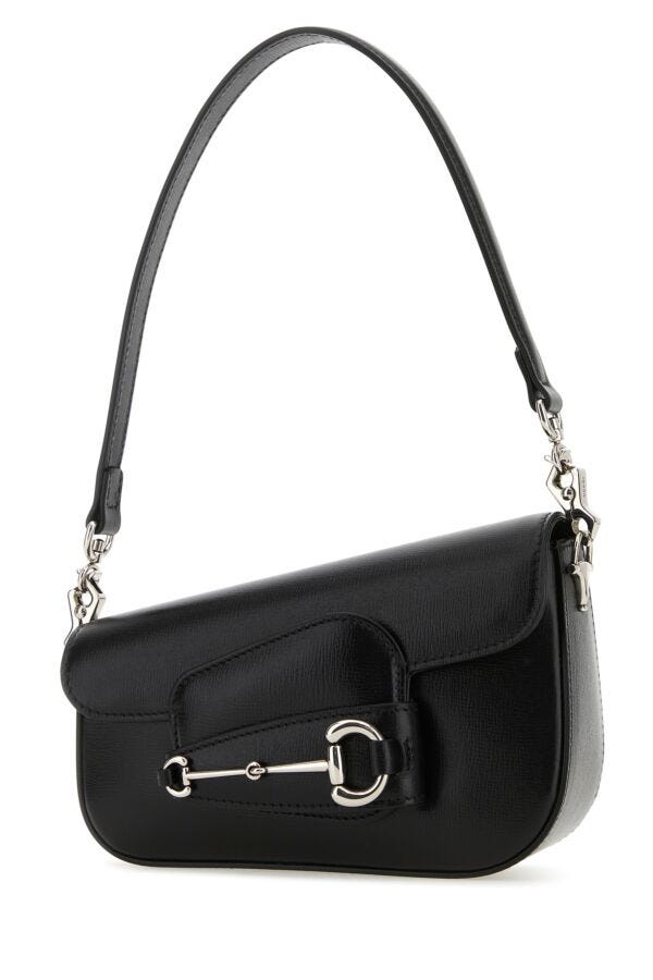 Gucci Woman Black Leather Mini Gucci Horsebit 1955 Handbag