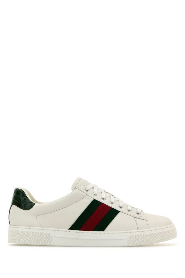 Gucci Man White Leather Ace Sneakers