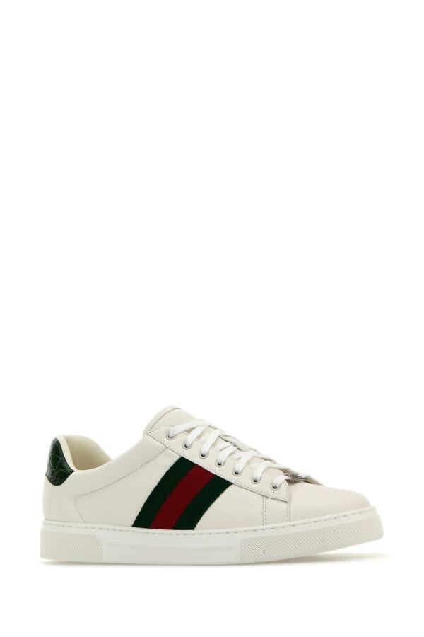 Gucci Man White Leather Ace Sneakers