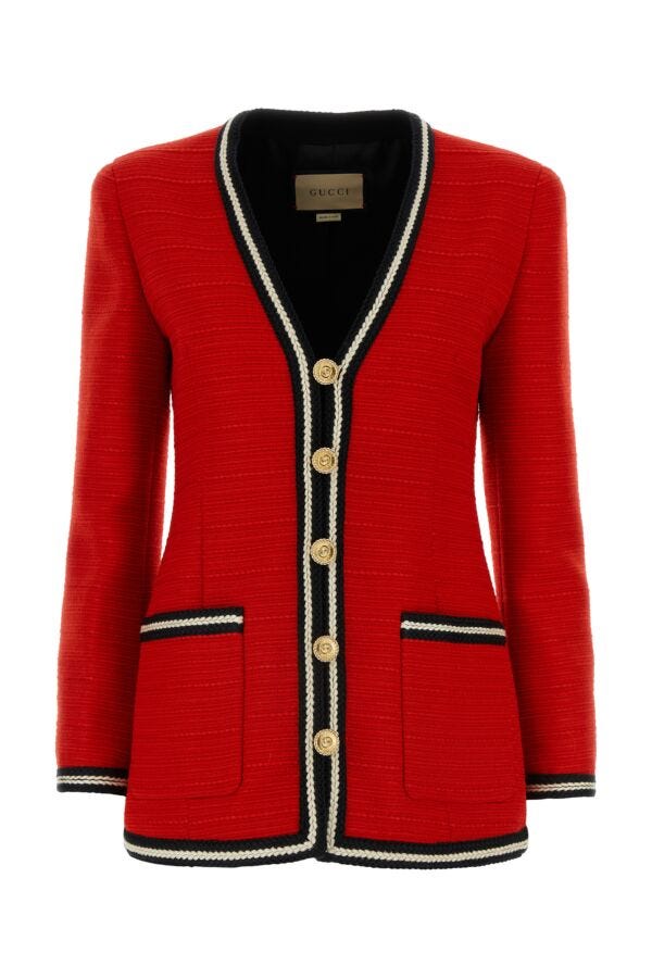 Gucci Woman Red Tweed Blazer