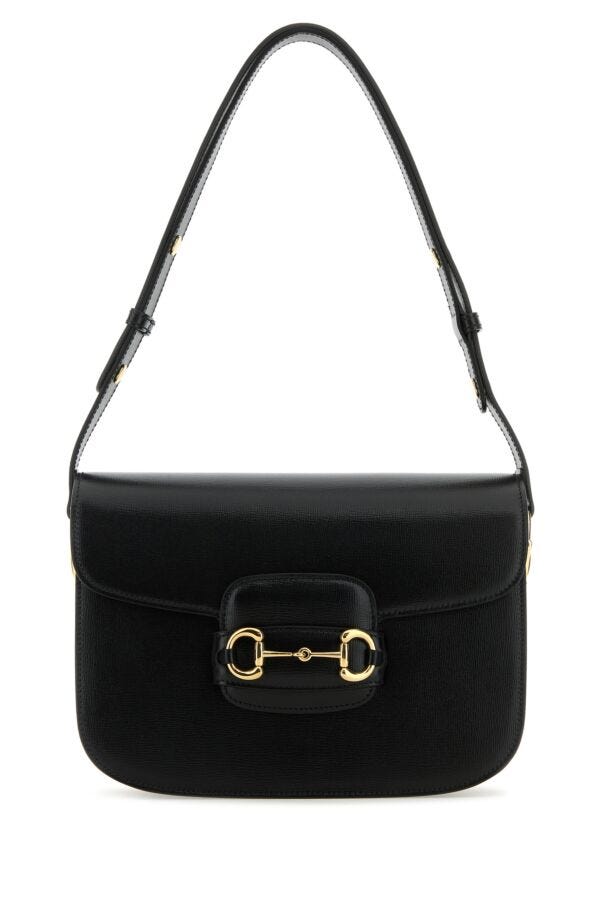 Gucci Woman Black Leather 1955 Horsebit Shoulder Bag