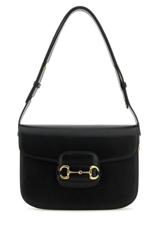 Gucci Woman Black Leather 1955 Horsebit Shoulder Bag