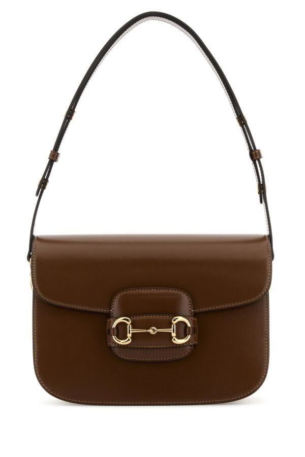 Gucci Woman Brown Leather 1955 Horsebit Shoulder Bag