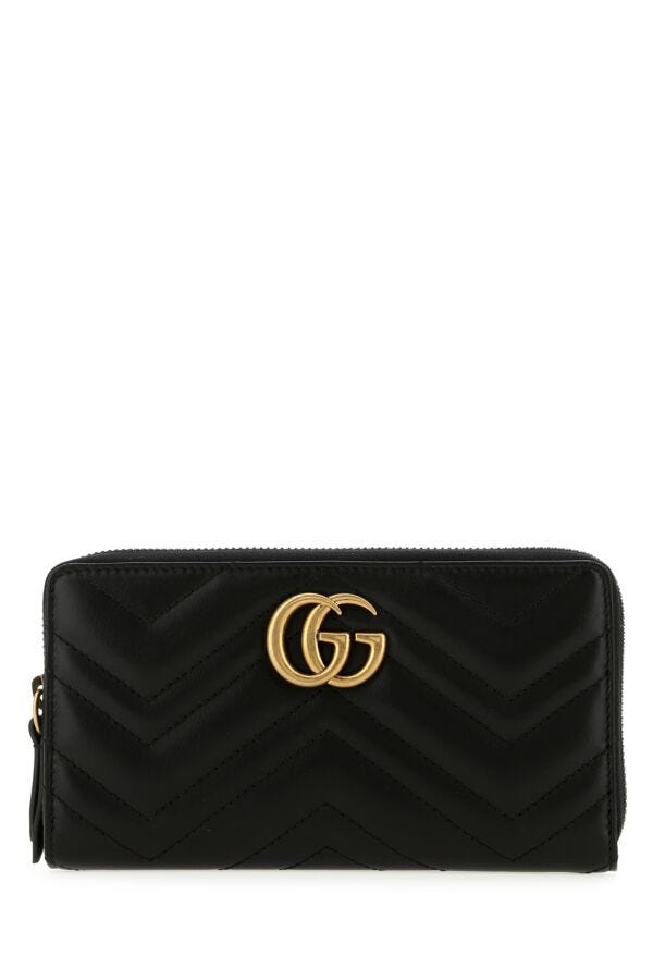 Gucci Woman Black Leather Marmont Wallet