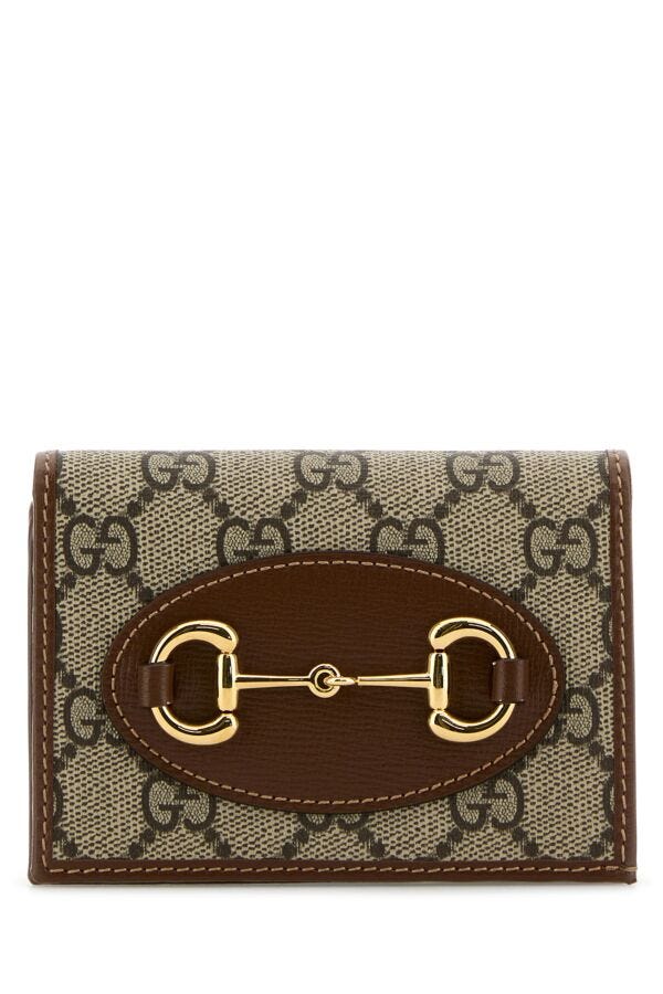 Gucci Woman Gg Supreme Fabric And Leather Horsebit 1955 Wallet