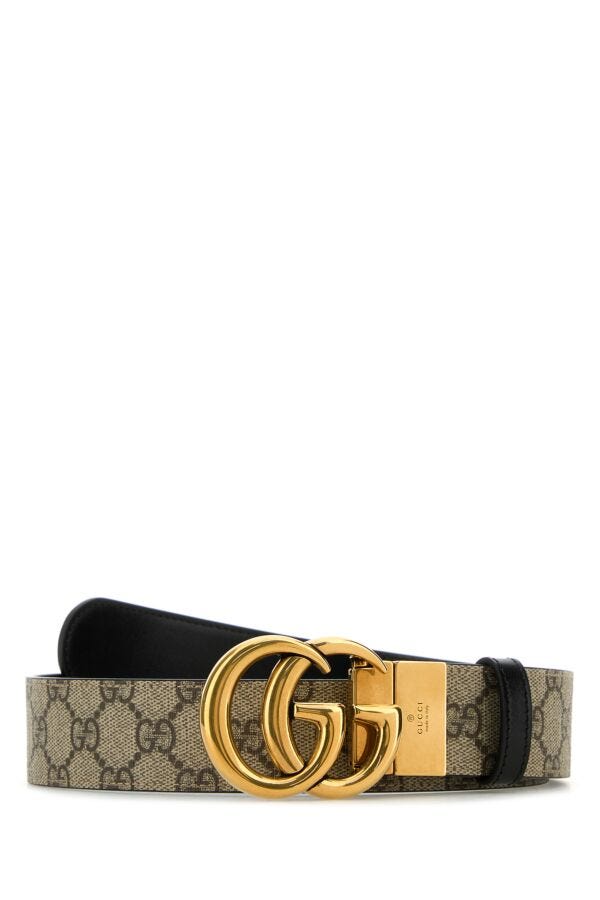 Gucci Woman Gg Supreme Fabric Gg Marmont Reversible Belt