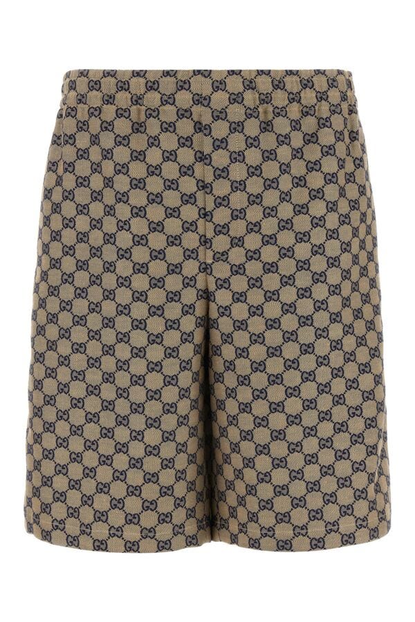 Gucci Man Embroidered Linen Blend Bermuda Shorts