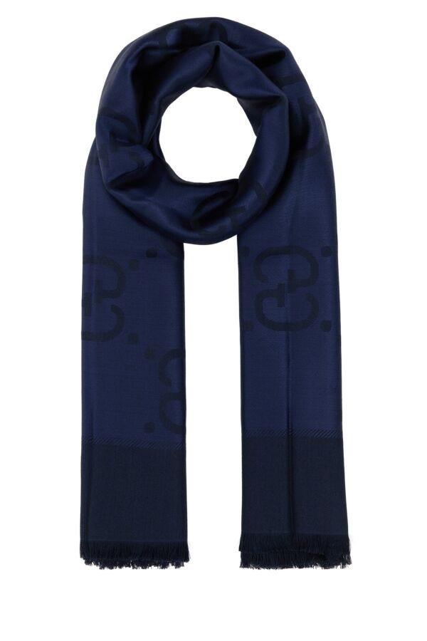 Gucci Woman Blue Silk Blend Foulard