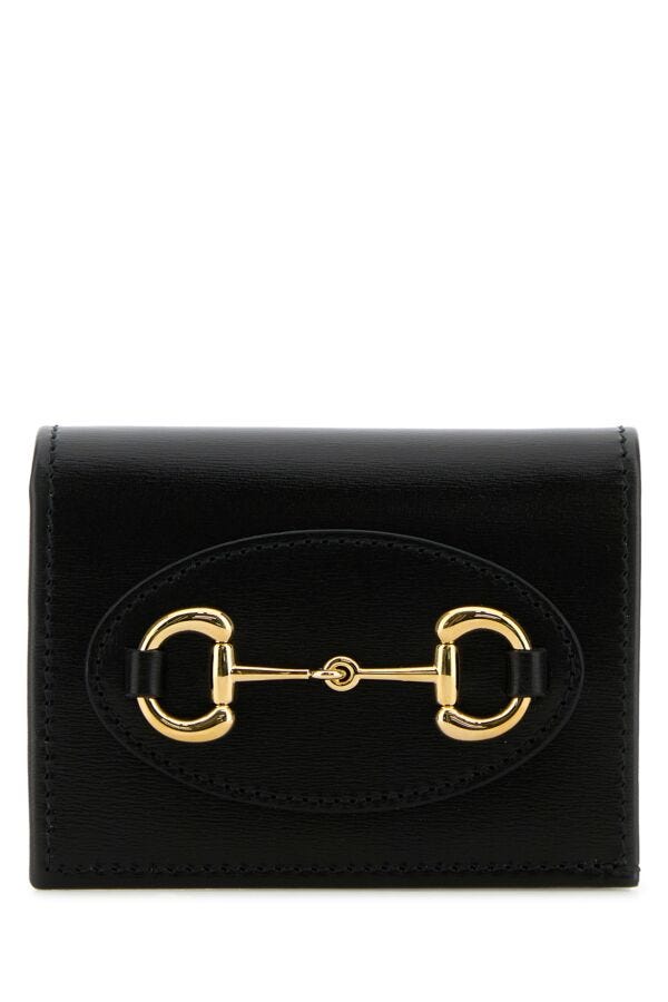 Gucci Woman Black Leather Horsebit 1955 Wallet