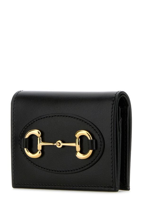 Gucci Woman Black Leather Horsebit 1955 Wallet
