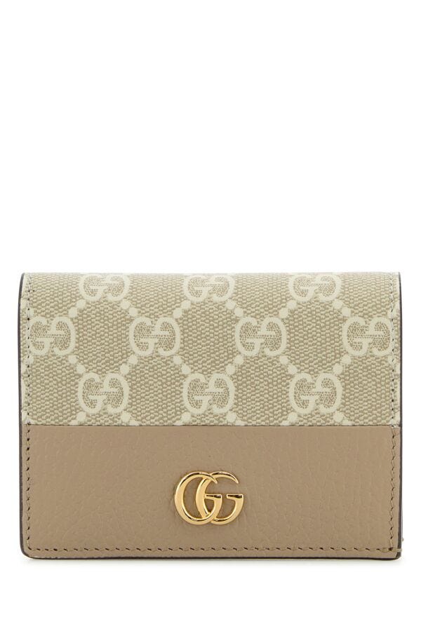 Gucci Woman Gg Supreme Fabric And Leather Gg Marmont Wallet