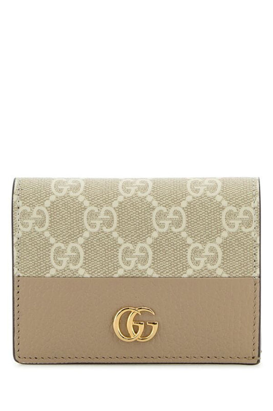 Gucci Woman Gg Supreme Fabric And Leather Gg Marmont Wallet