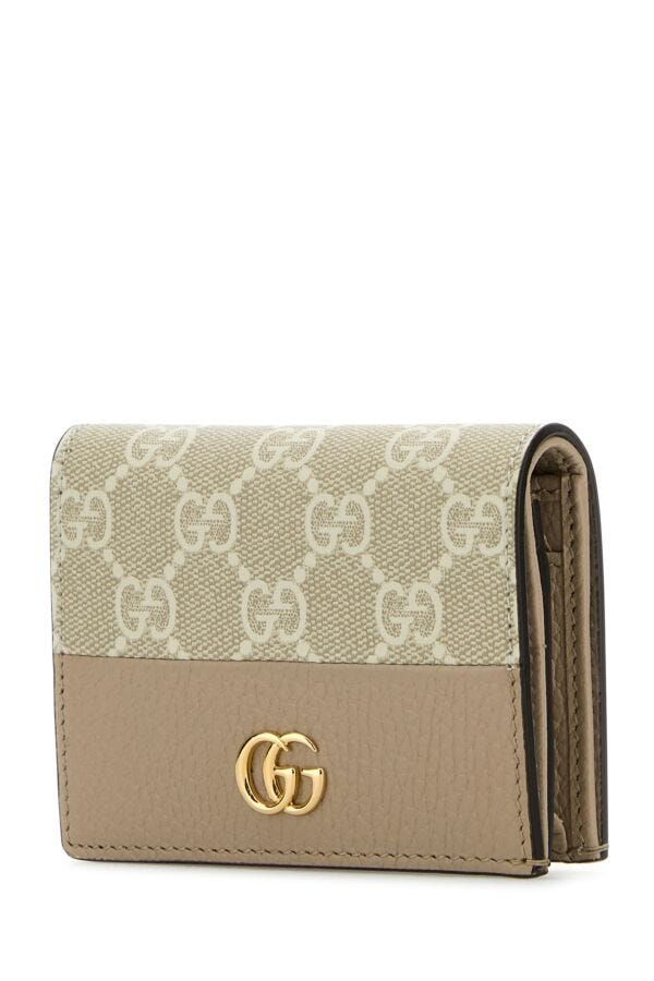 Gucci Woman Gg Supreme Fabric And Leather Gg Marmont Wallet