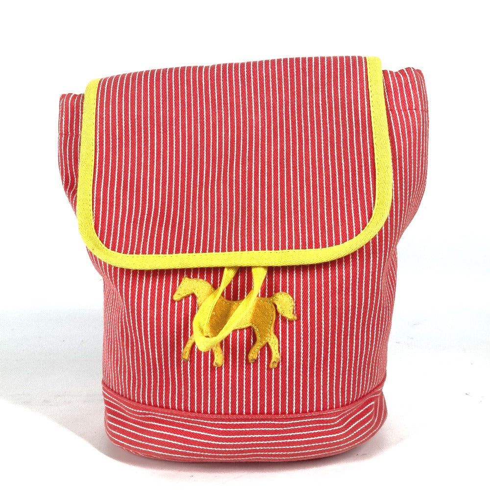 HERMES Backpack canvas Red Shuval horse Horse Stripe Caval