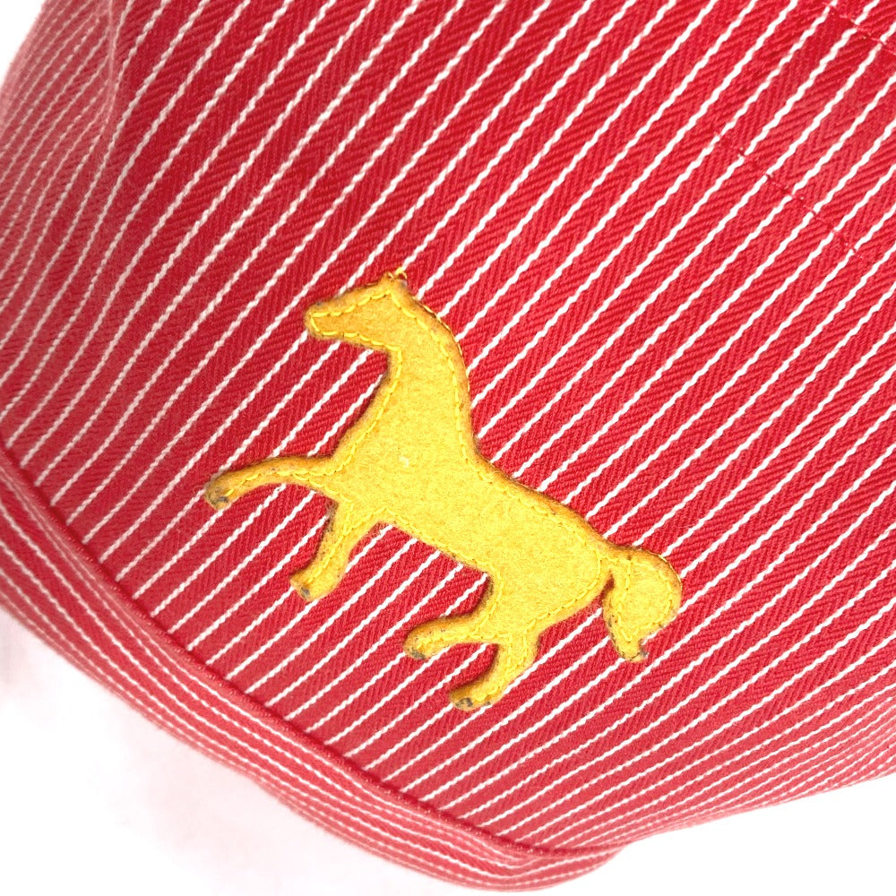 HERMES Backpack canvas Red Shuval horse Horse Stripe Caval