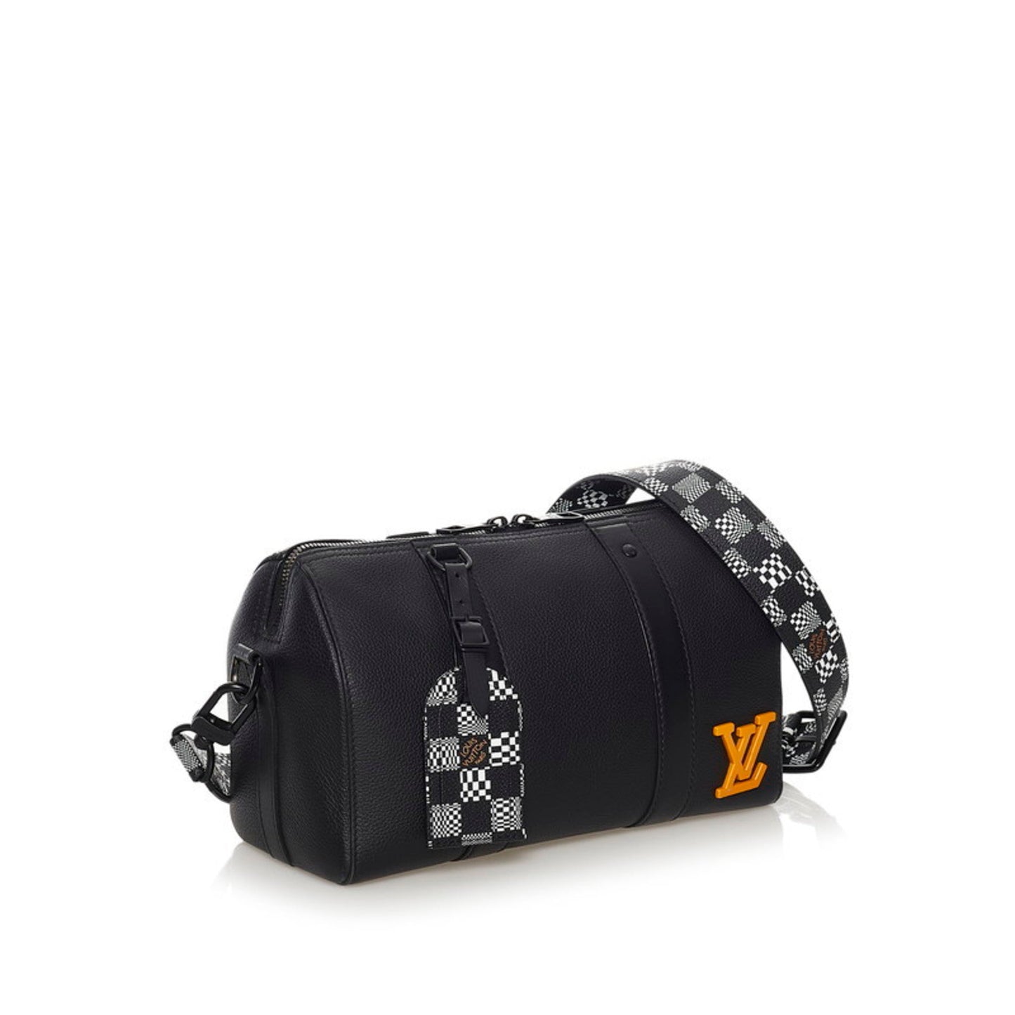 Louis Vuitton Damier Distorted City Keepall Shoulder Bag M57417 Black Grain Leather Men's LOUIS VUITTON