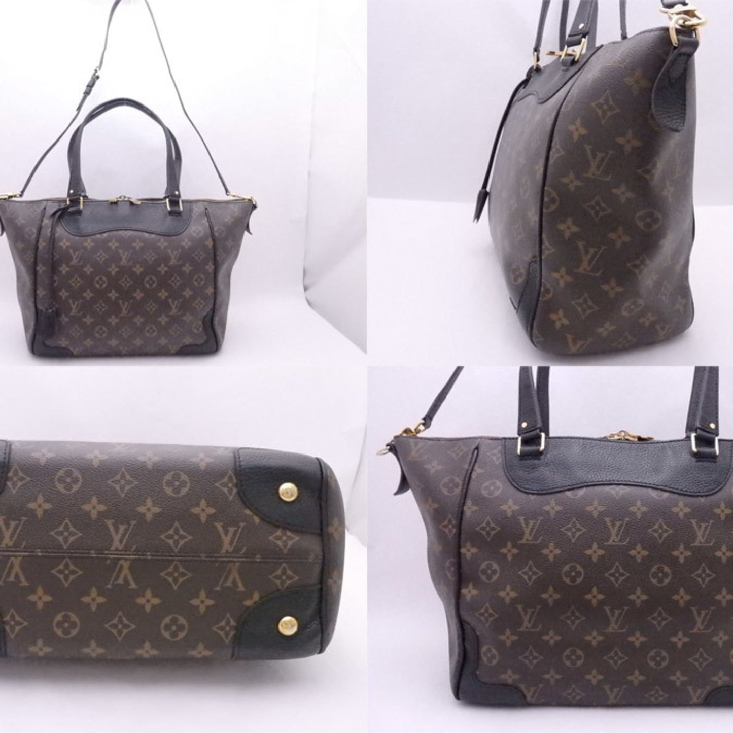 Louis Vuitton 2way Bag Monogram Estrella Brown Black Canvas Leather Handbag Shoulder Ladies M51192