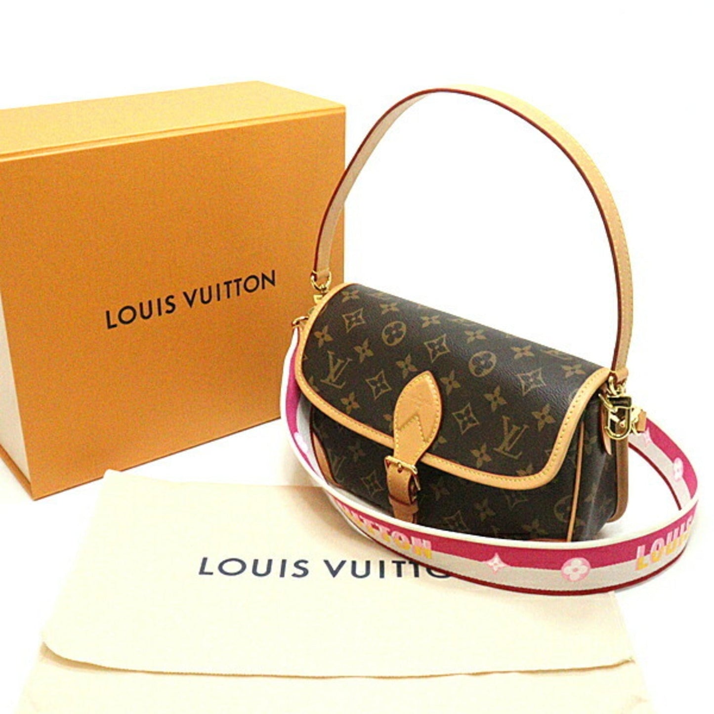 Louis Vuitton Diane NM PM Fuchsia M46049 Shoulder Bag Monogram Nume Leather