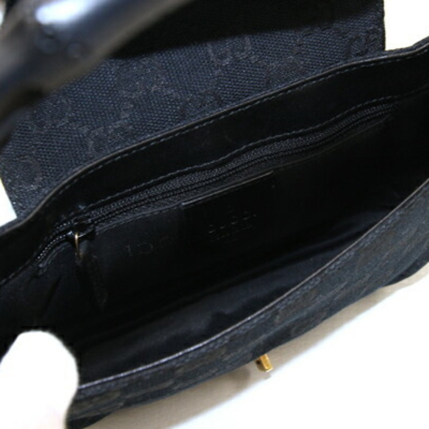 Gucci Handbag GG Jackie 005.0811 Black Canvas Leather Ladies Bamboo GUCCI