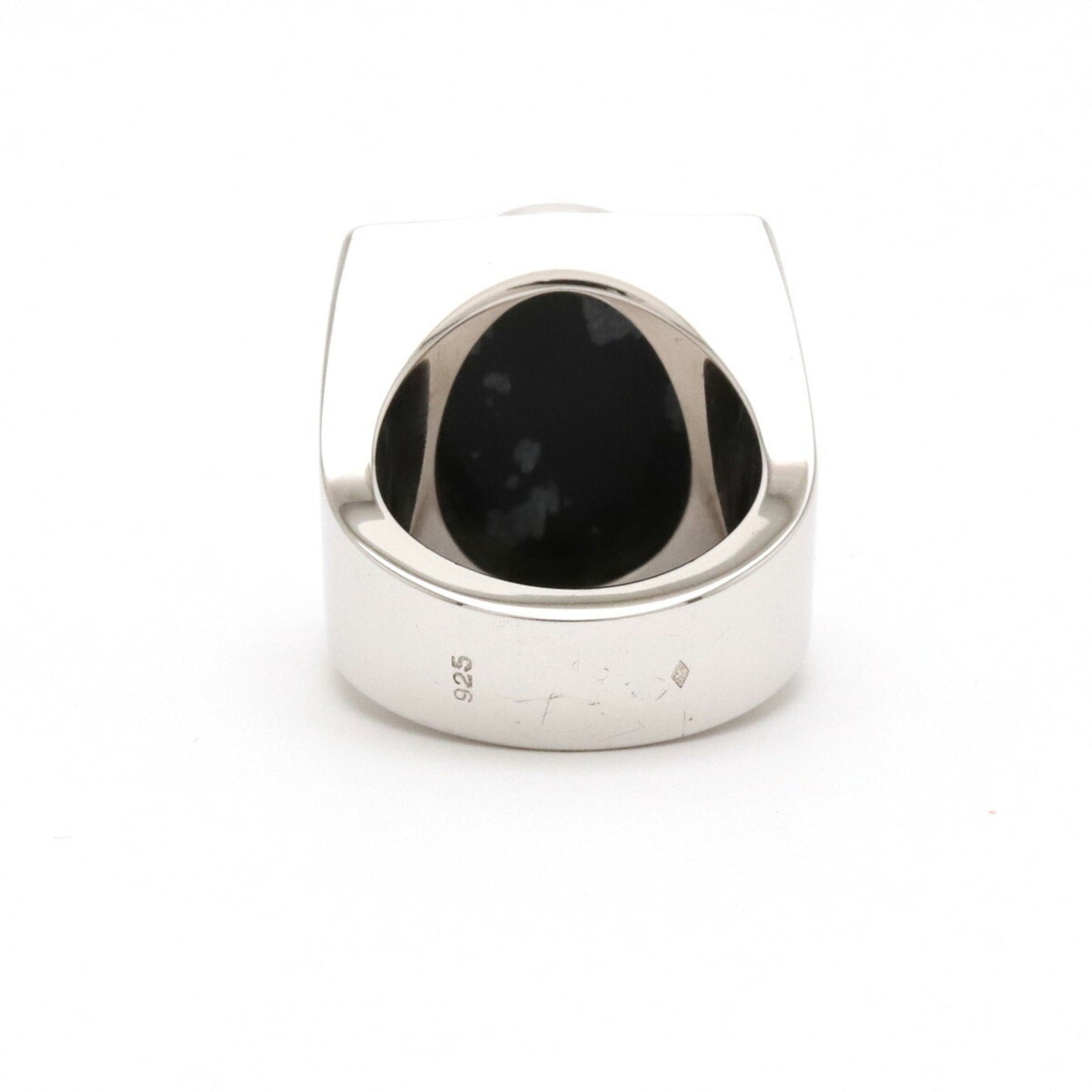 LOUIS VUITTON Chevalier Snow Flow Ring SV925 Silver Obsidian #13 No. 13 M64903
