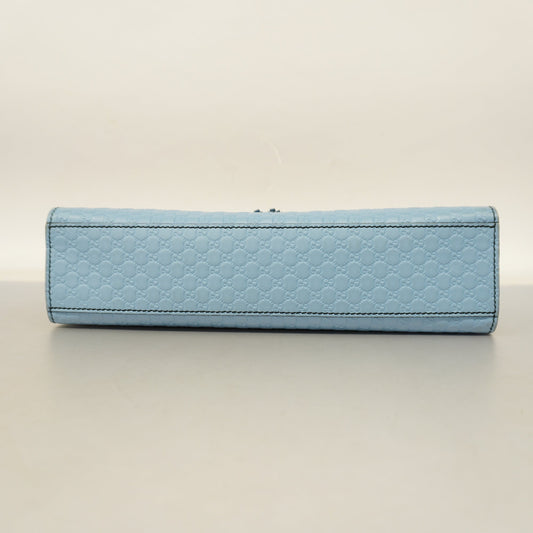 GUCCIAuth  Micro GG Emily 449635 Women's Leather Shoulder Bag Light Blue