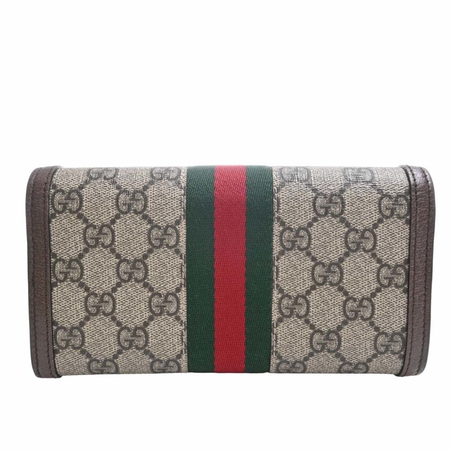 GUCCI Ophidia GG Supreme Sherry Continental Long Wallet 523153 Beige Brown Women's