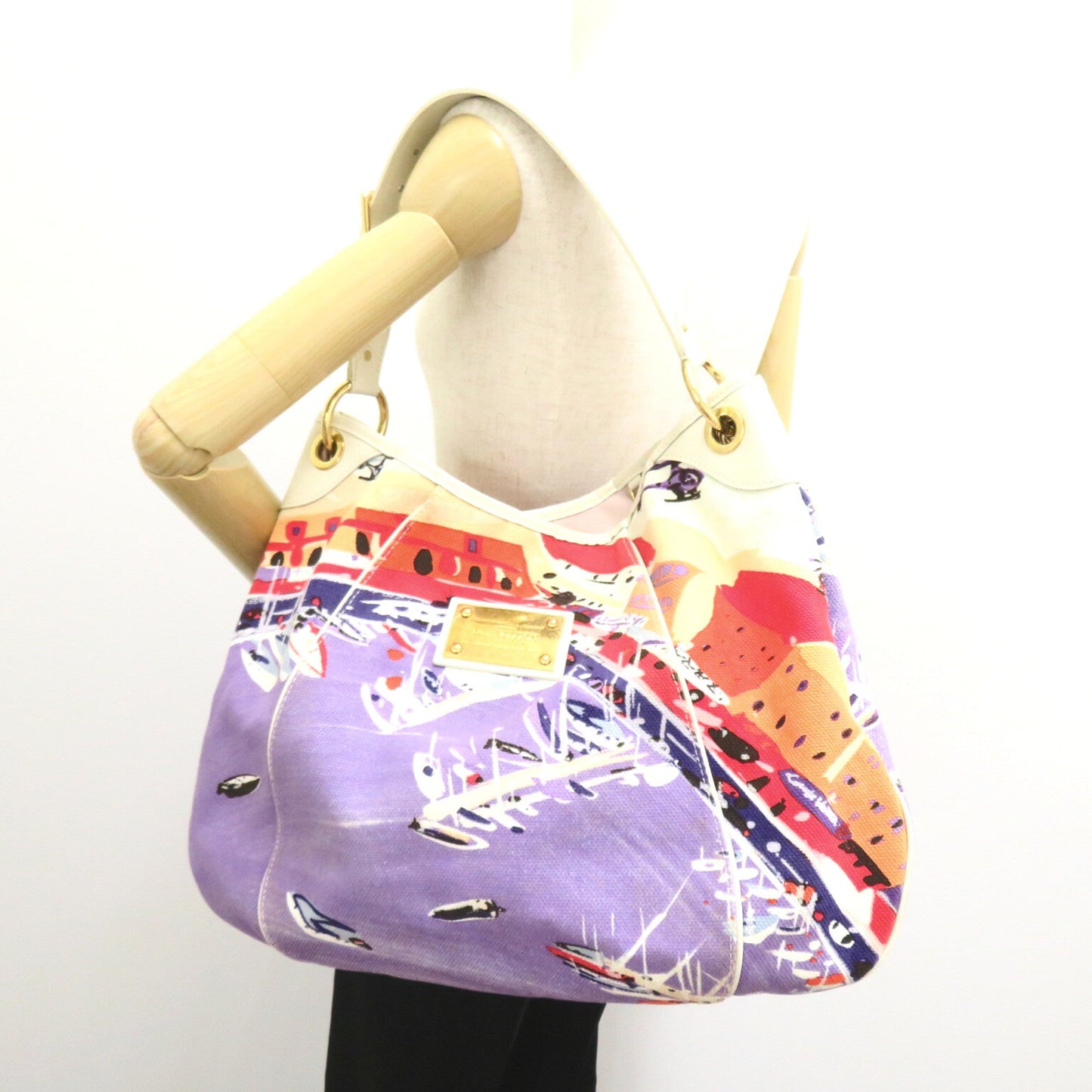 LOUIS VUITTON Galliera Riviera GM Mulch color White canvas leather M95805