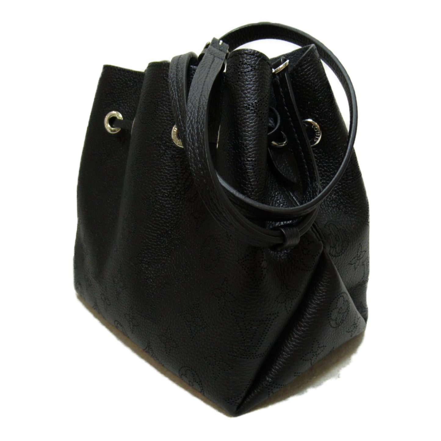 LOUIS VUITTON Bella Shoulder Bag Black Black Mahina leather M57070
