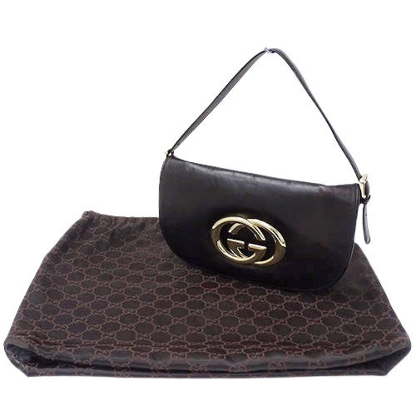 Gucci bag ladies shoulder leather black 161727