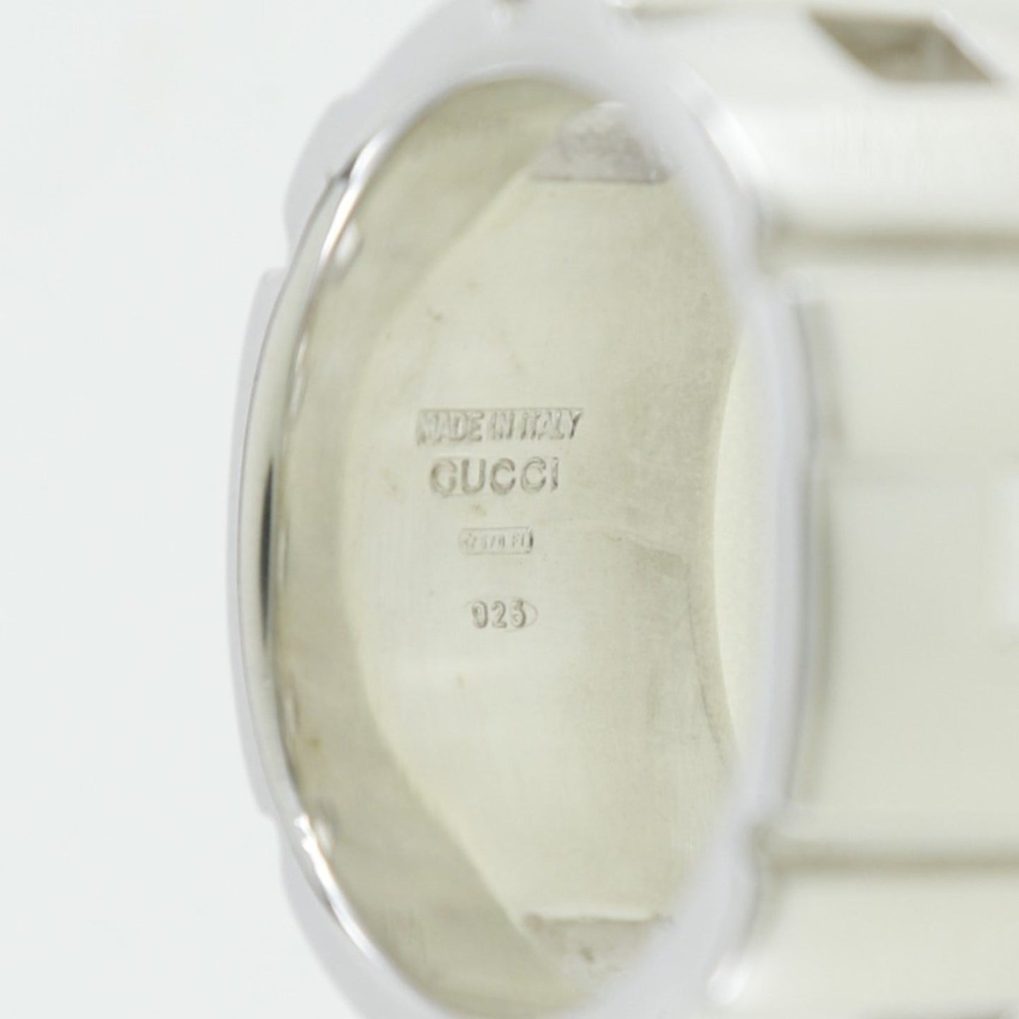 GUCCI G Logo Size 18.5 Ring Wide Silver 925 Made in Italy logo Men's