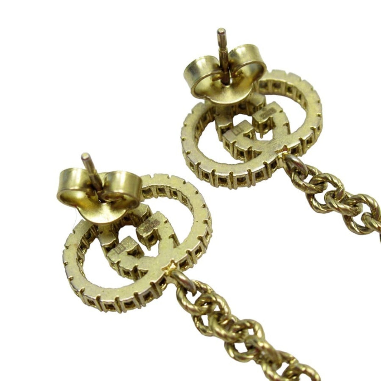 Gucci Earrings GG Gold x Pearl White Clear Metal Material Fake Stone