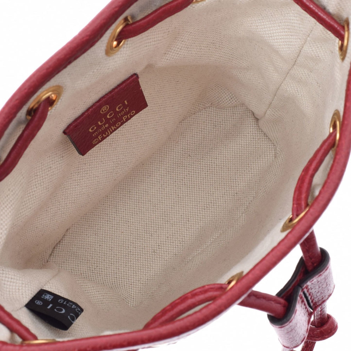 Gucci Doraemon Collaboration Mini Type Beige/Red 647801 Women's PVC/Calf Shoulder Bag