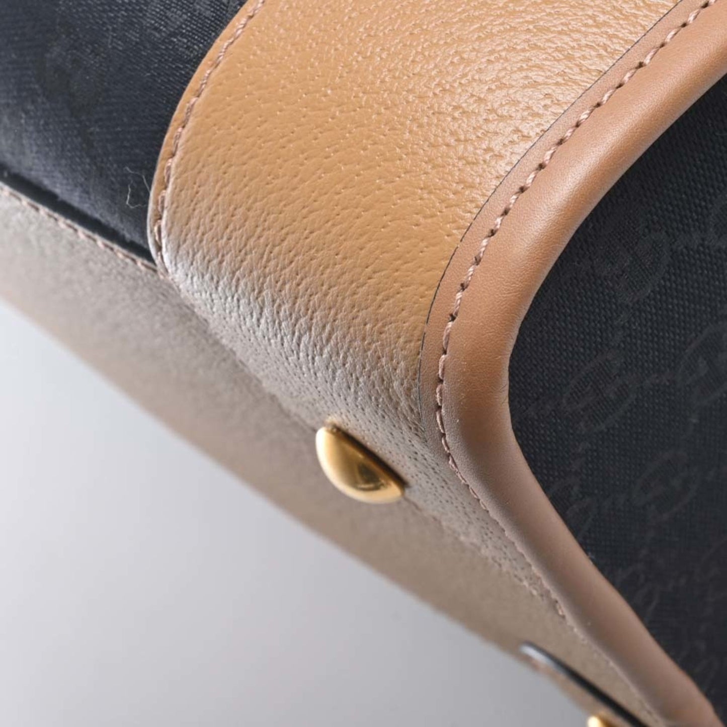 GUCCI GG Canvas Leather Extra Large Duffle Double G 2WAY Handbag Boston Bag 715773 Black/Brown Ladies