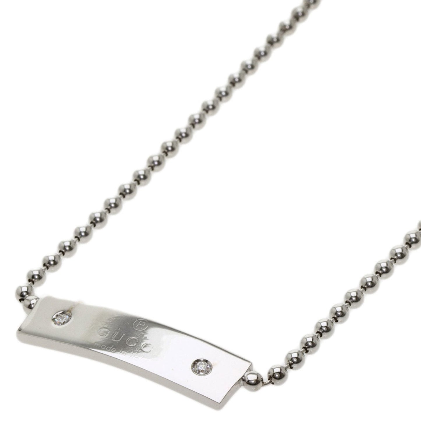 Gucci Plate 2P Diamond Necklace K18 White Gold Ladies GUCCI